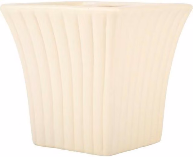 KDMD Cream Curved Fanfare Ceramic Tabletop Plant Pot