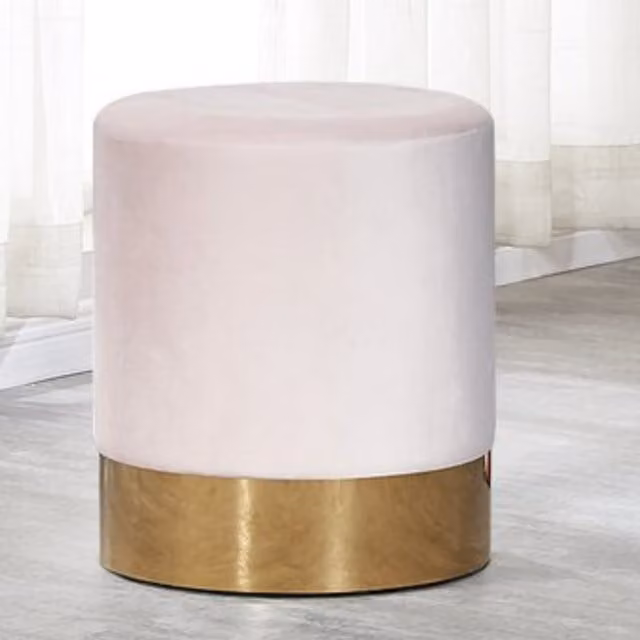 Life Interiors Darlington Modern Round Velvet Pouffe - Pink