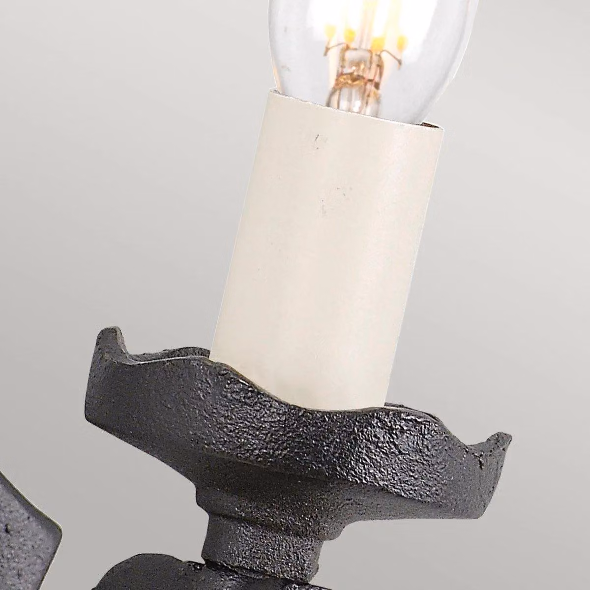 Netlighting Rectory Black Metal and Glass Single Light Indoor Candle Wall Light with E14 Base – 3