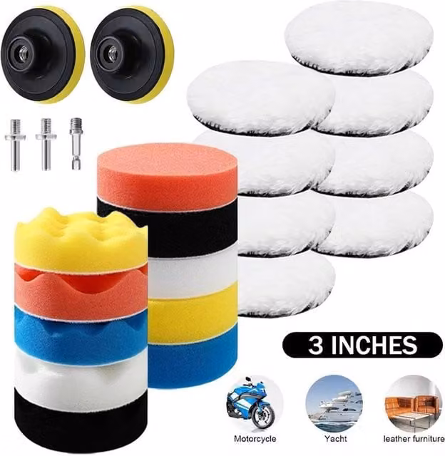 SPETLEK 23-Piece Car Polisher Pad Buffer Set for Waxing and Buffing, Multicolour
