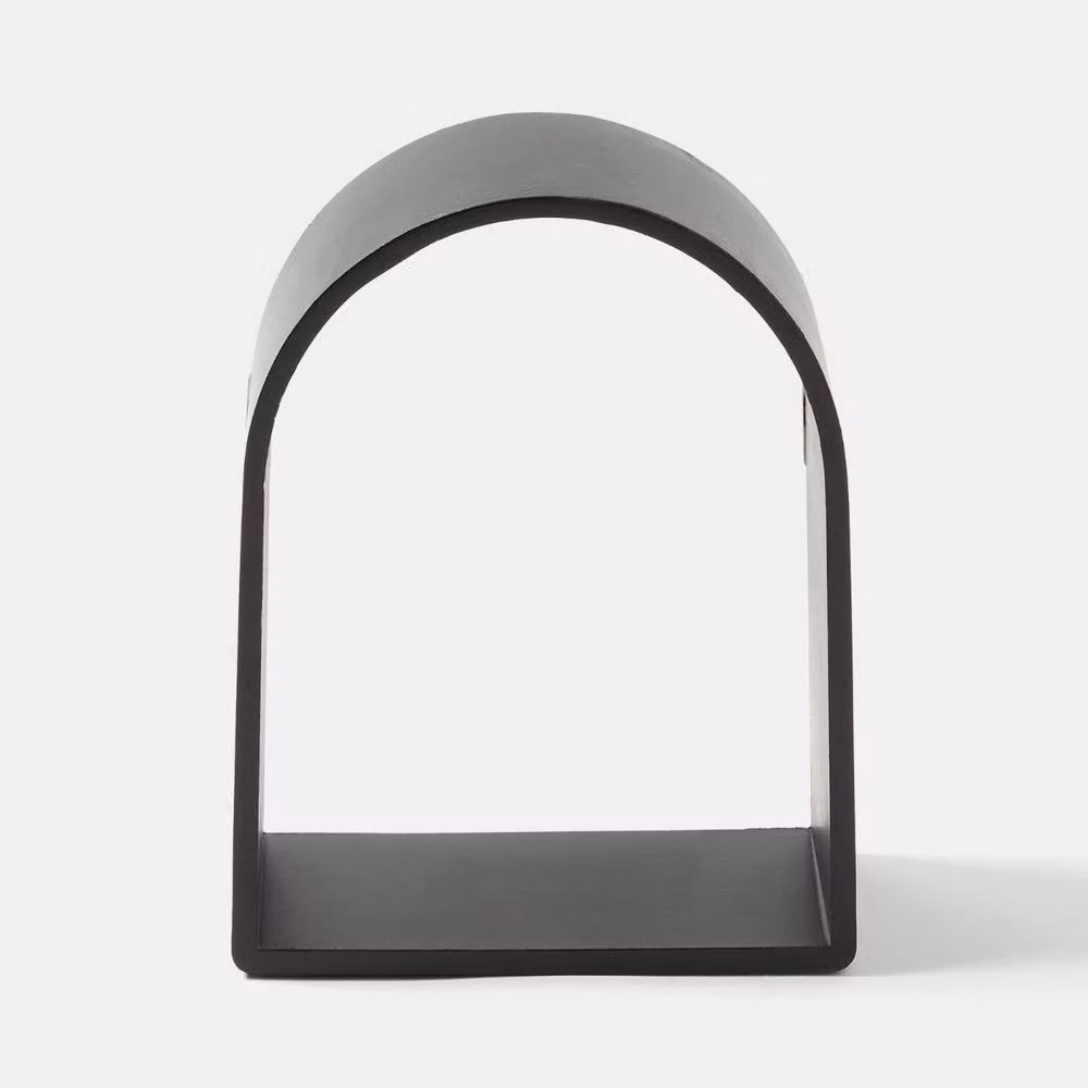 OHS 2 Pack Arched Floating Wall Mounted Display Shelves in Black – 3