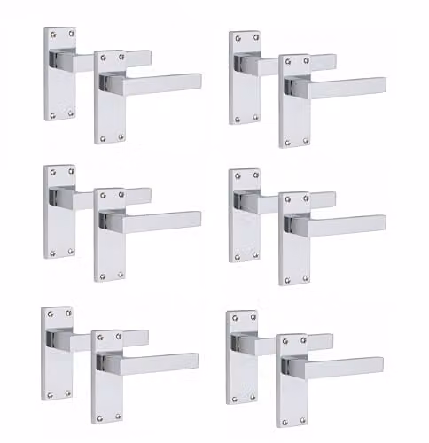 Golden Grace Delta Door Handle Latch Set in Polished Chrome, 6 Pairs