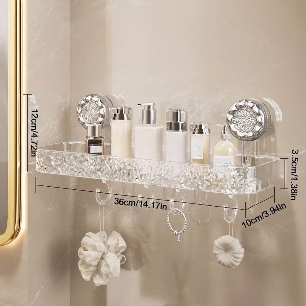 Kelvenix Clear Shower Caddy with Suction Cup in Transparent and Grey Plastic – 2
