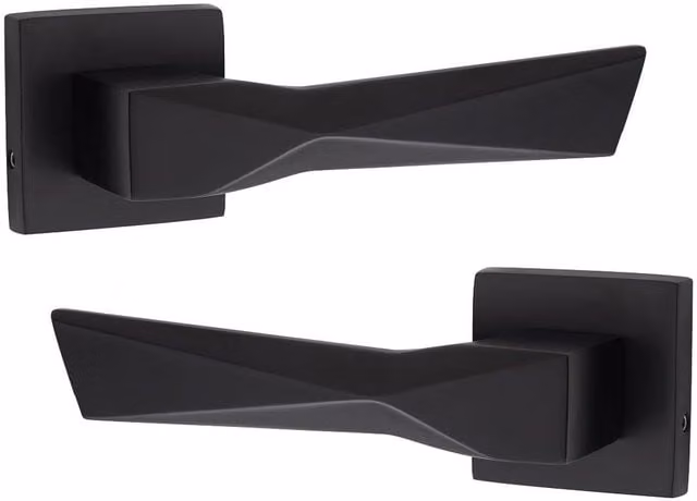Golden Grace Matt Black Bathroom Complete Door Handle Hinge Set