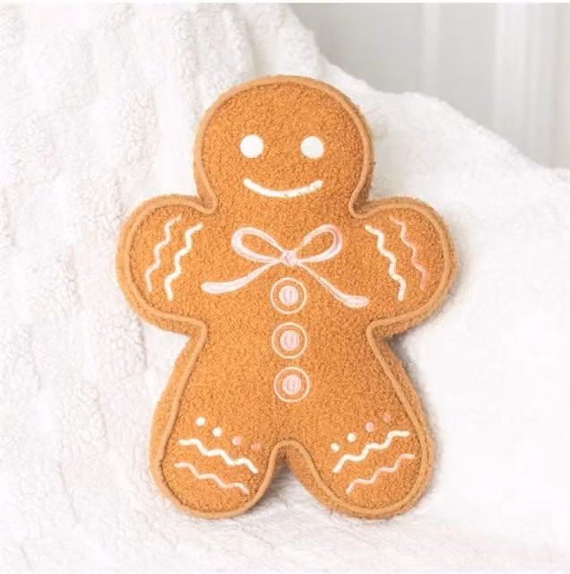 KDMD Sugarplum Bakery Gingerbread Man Boucle Christmas Cushion in Brown and Multicolour