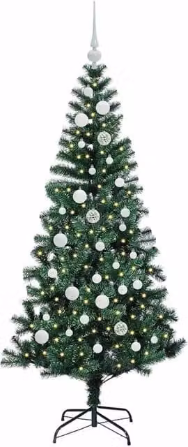 Berkfield Home Elegant Pre-lit Artificial Christmas Tree, Green, Height: 150 cm