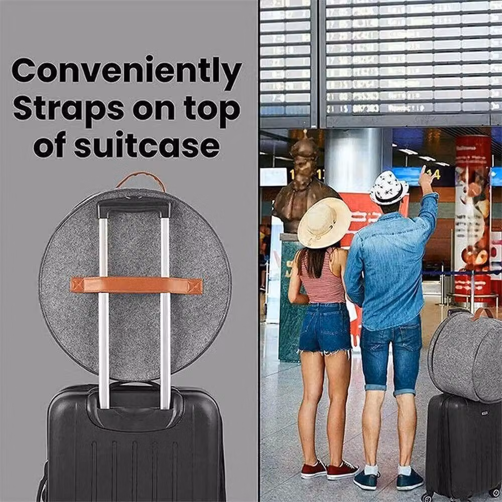 FLAVORA Extra Large Round Hat Storage Box in Grey and Transparent, Foldable Fabric and Acrylic Design, Diameter: 50 cm – 5