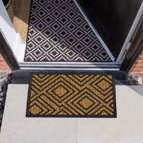 JVL Alba Woven Tuffscrape Doormat in Brown and Beige with Diamond Pattern, W: 40 cm, D: 60 cm – 2