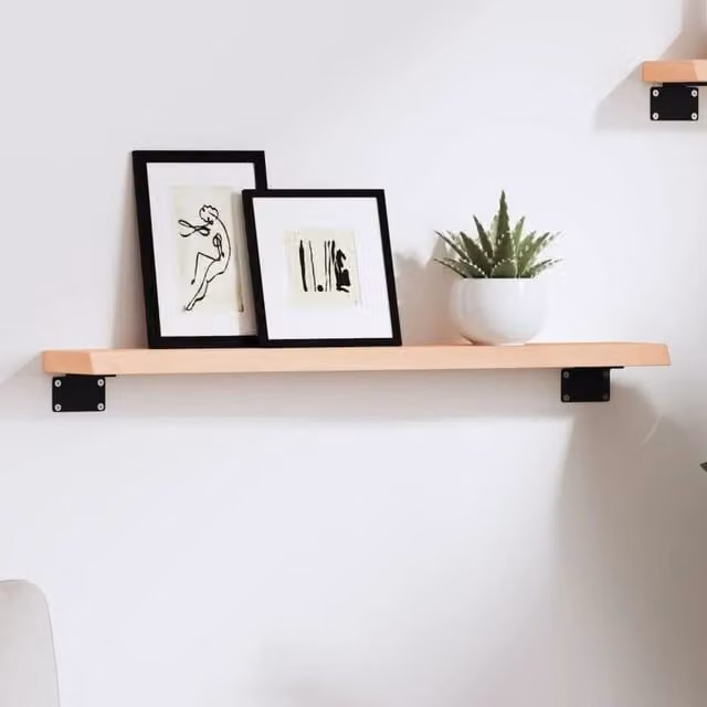 Berkfield Home Wall Mounted Rustic Oak Shelf in Natural, W: 60 cm, D: 10 cm, H: 2 cm