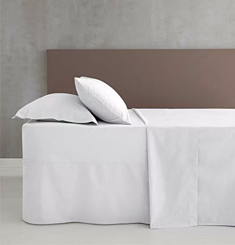 Catherine Lansfield Easy Iron Percale Cotton Fitted Valance Sheet, White, W: 150 cm x D: 200 cm – 2