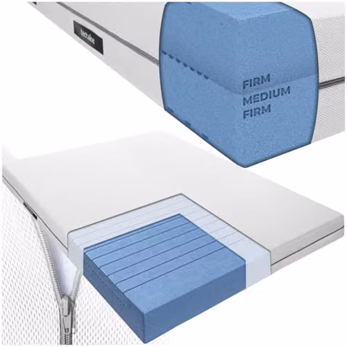 tectake 2-in-1 Foam Mattress with Comfort Foam Core and Removable Cover, White, W/D/H: 140 x 190 cm