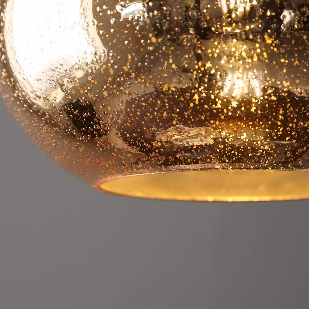 First Choice Lighting Candra Set of 2 Gold Bubbled Mercury Glass Pendant Lights – 7
