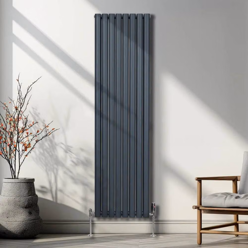 Monstershop Oval Column Radiator in Anthracite Grey, H 180 cm x W 48 cm x D 4.8 cm – 4