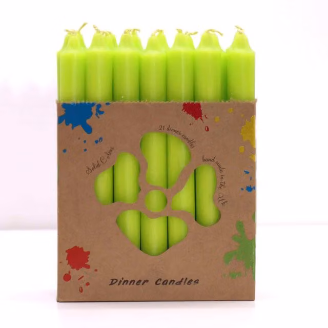 KDMK Set of 21 Elegant Rustic Lime Green Dinner Candles
