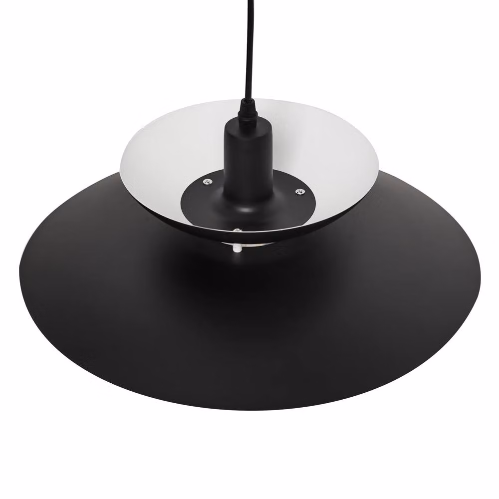 Wyld and Coco Mid-Century Black and Gold/Brass Tiered Metal Pendant Lamp – 3