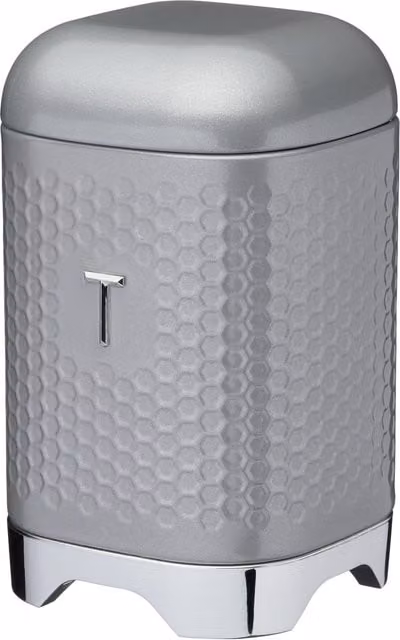 KitchenCrafts Geometric Tea Canister in Grey Stainless Steel