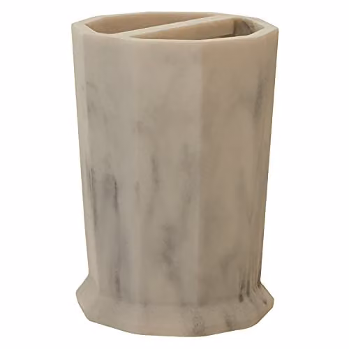 Orsina Riviera Two Compartment Toothbrush Holder with Tumbler in Grey and Black, W/D/H: 12 x 8 x 8 cm