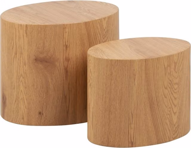 Furniture To Go Mice Set of 2 Oval Coffee Tables in Wild Oak