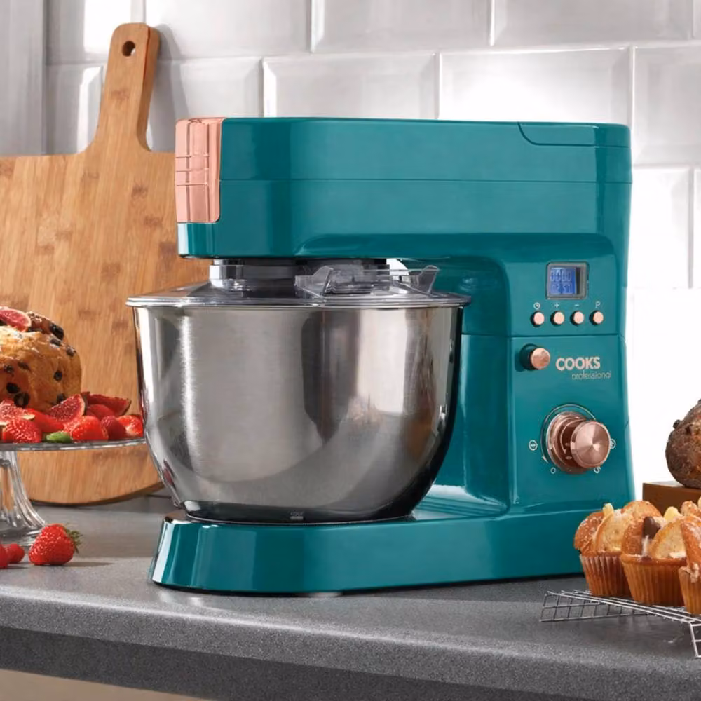 Cooks Professional Multifunction Stand Mixer 1200W with Mincer and Blender, 6.2L Stainless Steel Bowl, Petrol and Gold – 2