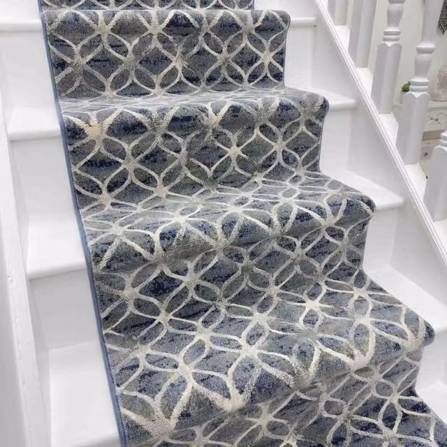 runrug Eclipse Stair Runner Carpet in Blue, W: 66 cm, L: 720 cm – 1