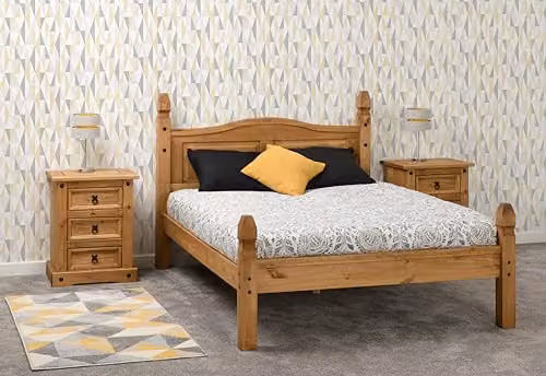 Seconique Corona Double Low End Bed in Waxed Pine, W/D/H: 140 x 200 x 76.7 cm – 1
