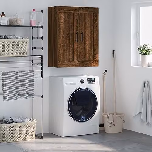 vidaXL Wall Mounted Cabinet in Brown Oak, W/D/H: 69.5 x 34 x 90 cm – 2