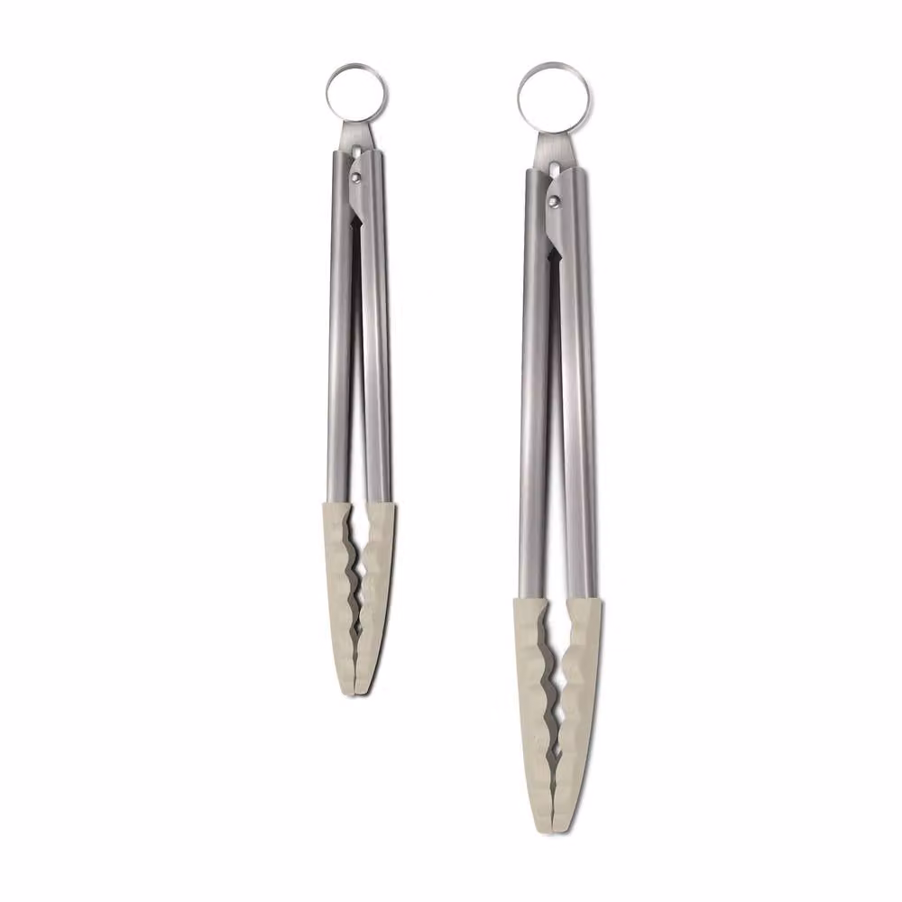 Zeal Non-Scratch Silicone and Stainless Steel Kitchen Tongs, Set of 2, Beige – 2