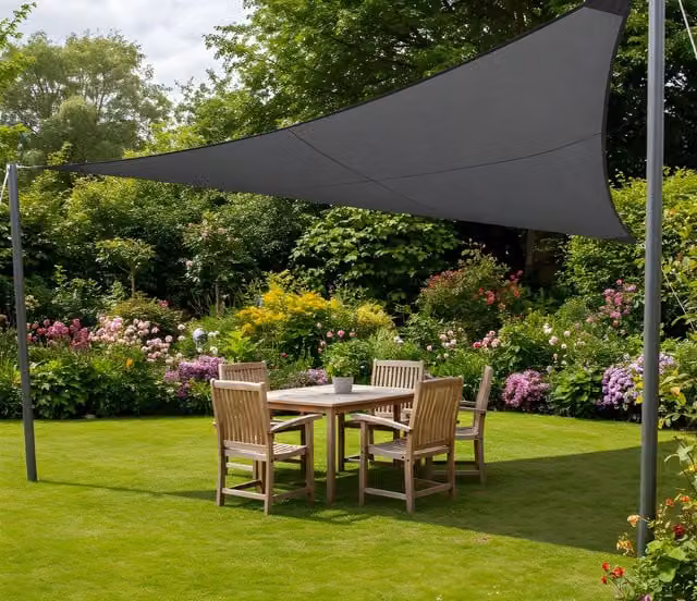 Primrose Triangle Pro Waterproof Garden Sail Shade Canopy in Anthracite with UPF 50+ UV Block