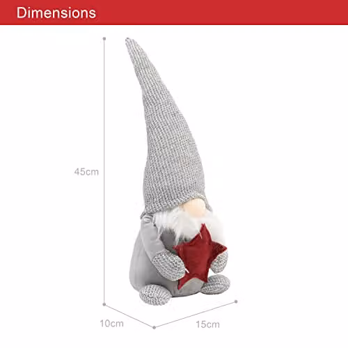 The Christmas Workshop Felt Gnome Ornament, Grey Seated Textile Decoration – 2