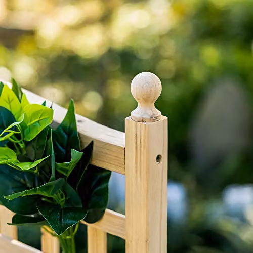 Outsunny Wooden Raised Garden Bed with Trellis, Brown, W: 64 cm, D: 28 cm, H: 120 cm – 4