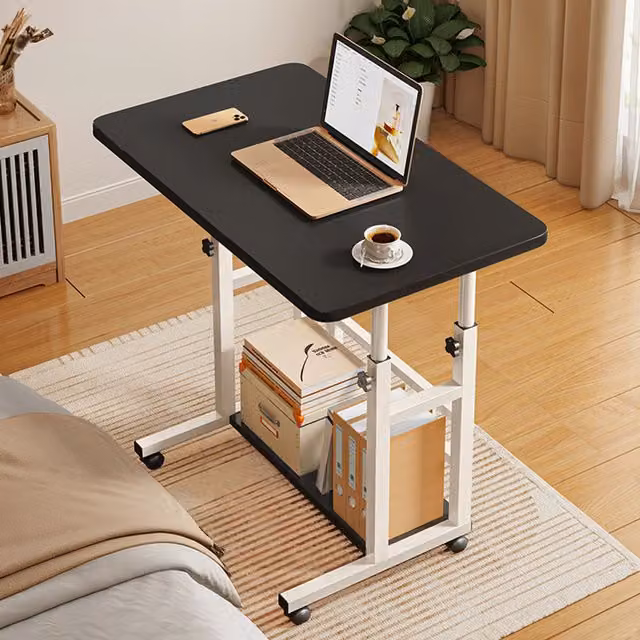 Livingandhome Height Adjustable Mobile Computer Desk in Black