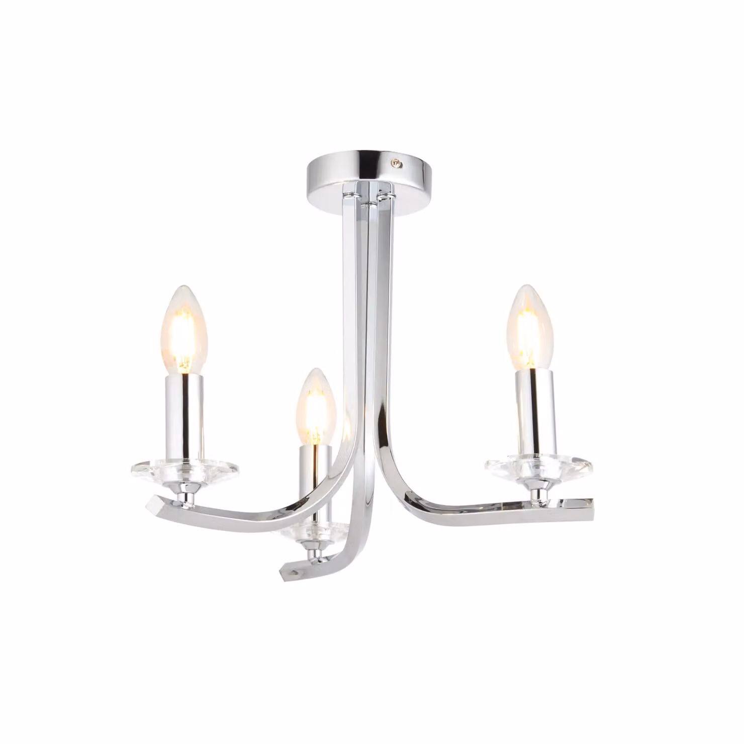 Pagazzi Morden 3 Light Polished Chrome and Crystal Semi Flush Ceiling Light in Silver – 2
