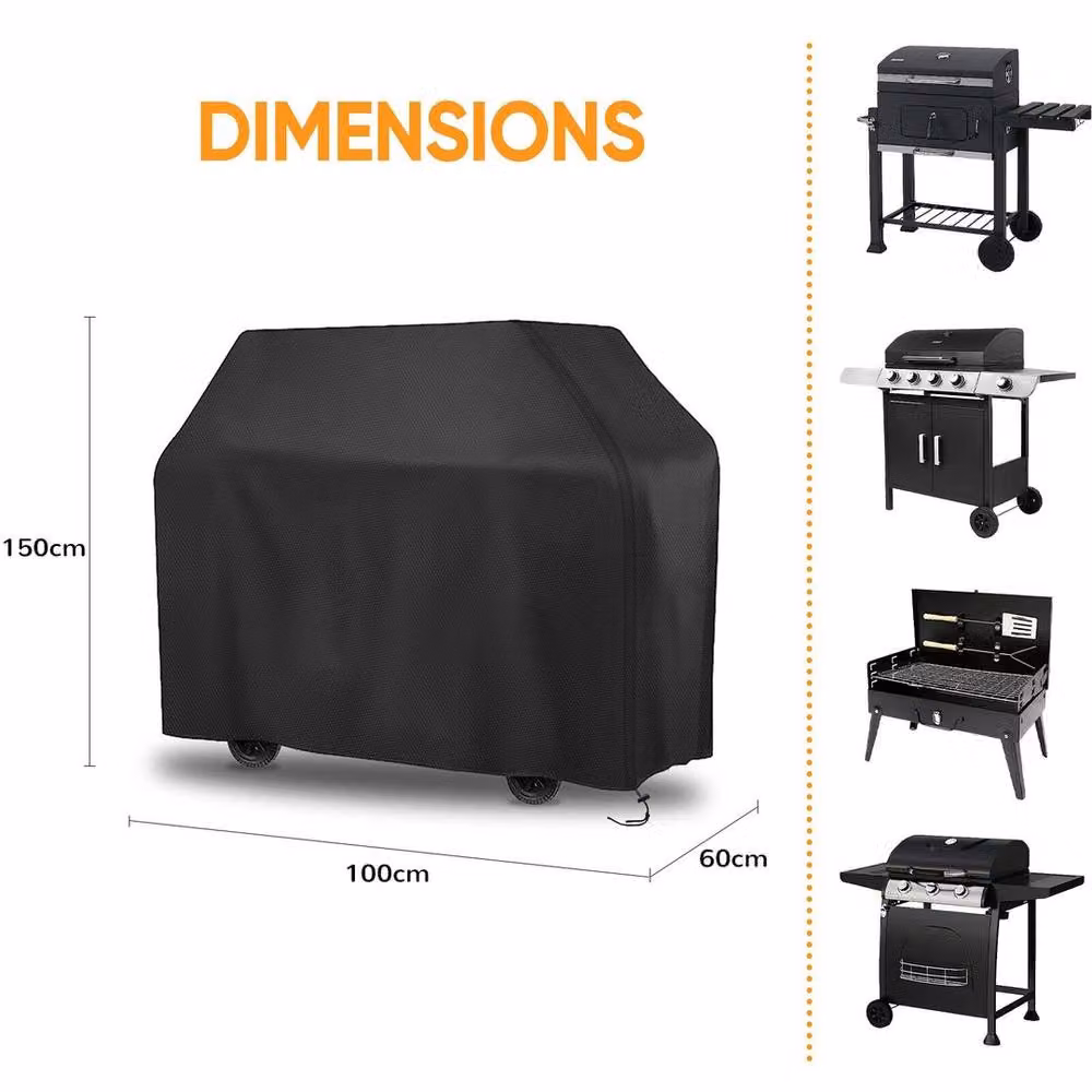 KORVIXA Heavy Duty BBQ Cover, Black, W/D/H: 100 x 60 x 150 cm – 2