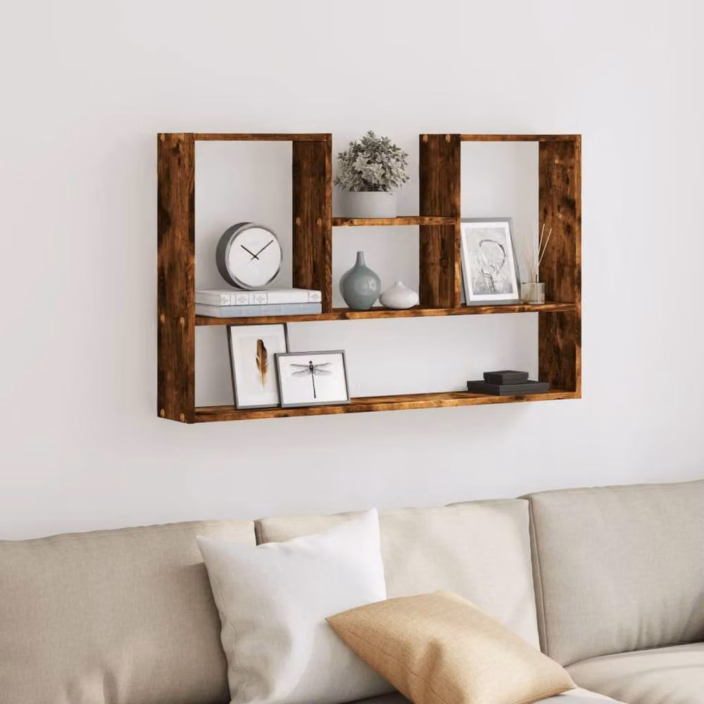 Berkfield Home Wall Mounted Smoked Oak Shelf in Brown, W/D/H: 99 x 15 x 60 cm – 3