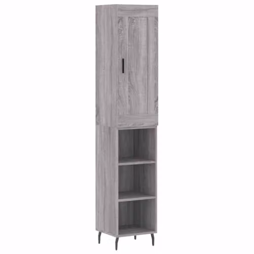 vidaXL Modern Grey Sonoma Highboard with Hinged Doors and Internal Shelves, W/D/H: 34.5 x 34.0 x 180.0 cm – 1