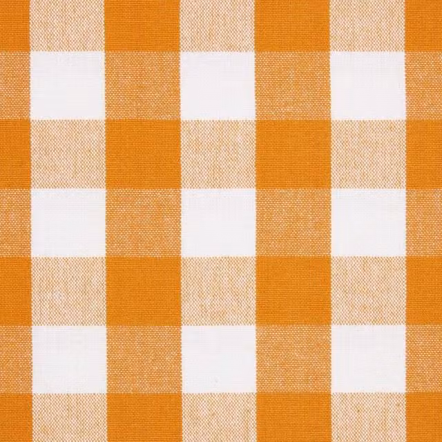 Homescapes Orange Cotton Block Check Gingham Fabric, Width: 150 cm