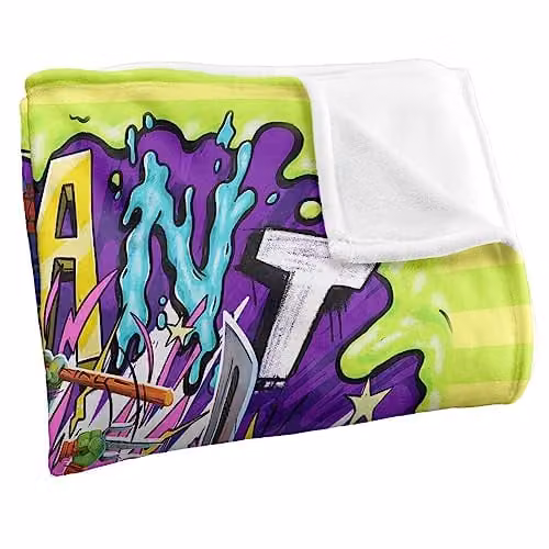 LOGOVISION Teenage Mutant Ninja Turtles Mutant Mayhem Turtle Vs Baddies Super Soft Microfibre Fleece Throw Blanket, Multicolour, W: 152 cm, D: 127 cm – 2