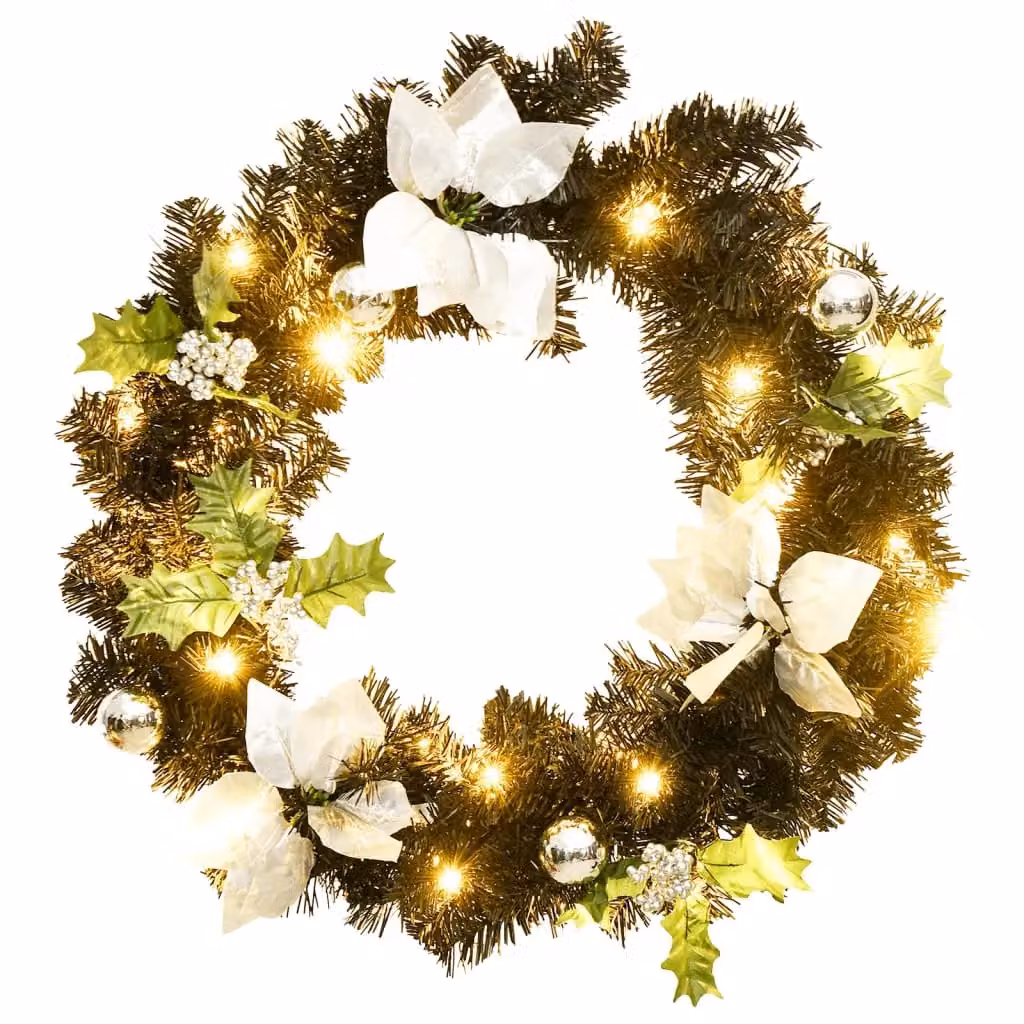 Berkfield Home Christmas Wreath with Multicolour LED Lights, Black, Diameter: 60 cm – 2