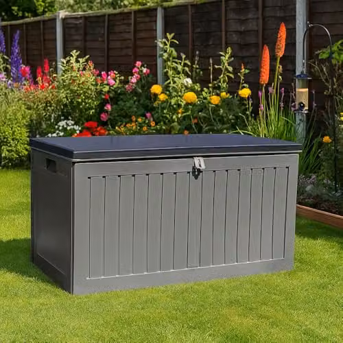 AIRWAVE Grey Plastic Outdoor Garden Storage Deck Box 270L – 1