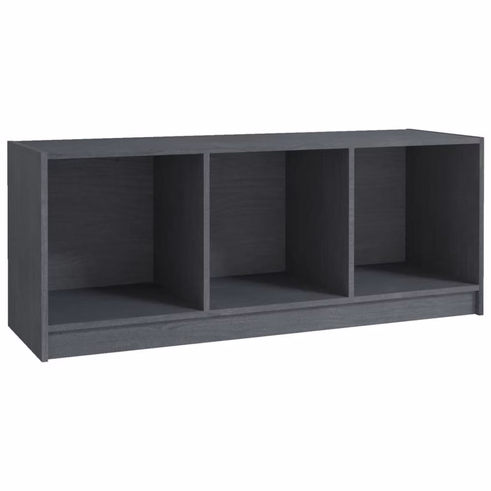 Berkfield Home Grey Solid Pinewood TV Cabinet W: 104 cm, D: 33 cm, H: 41 cm – 2