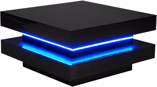 KORVIXA Black Glossy Square Glass Coffee Table W/D/H: 100 x 100 x 36 cm – 1