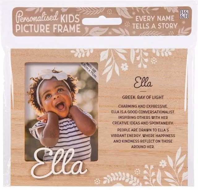 History & Heraldry Ella Pre-personalised Child's Floral Picture Frame, Brown, W: 8.5 cm, H: 11 cm – 1
