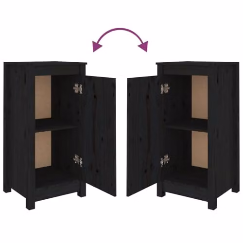 vidaXL 2-Piece Set of Modern Solid Pine Wood Sideboards in Black Matt – 3