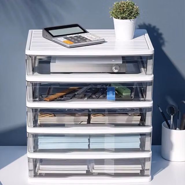 EONLION 5 Drawer Plastic Storage Tower Unit in White, Width: 50 cm