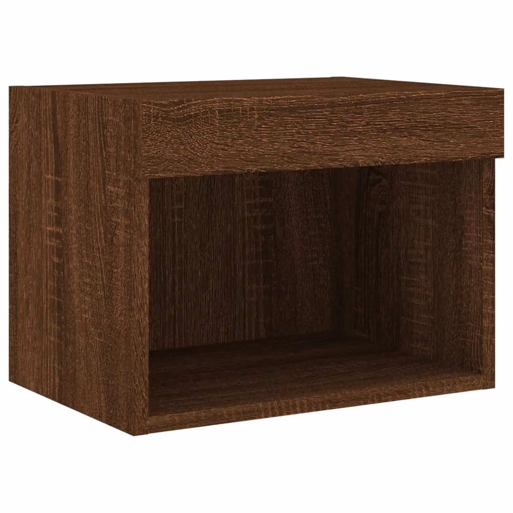 Berkfield Home Set of 2 Wall-Mounted Bedside Cabinets with Integrated LED Lights in Brown Oak – 4