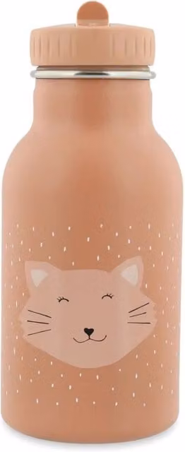 Trixie Mrs. Cat Stainless Steel Leakproof Water Bottle with Carry Handle, Beige, 350ml – 1