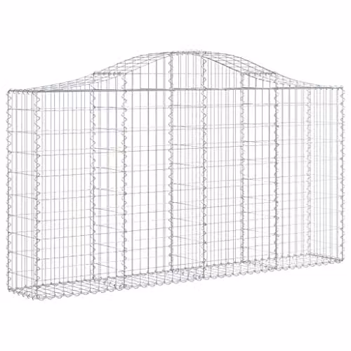 vidaXL Arched Gabion Baskets, 6 Pieces, Silver Galvanised Steel, W/D/H: 200 x 30 x 100/120 cm