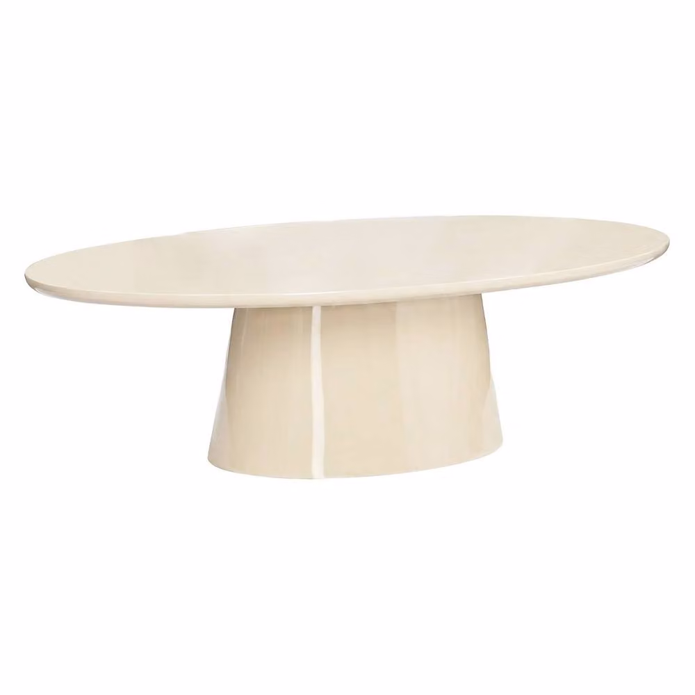 sweeek Oval Coffee Table with Glossy Finish in Beige, W/D/H: 60 x 60 x 35 cm – 2
