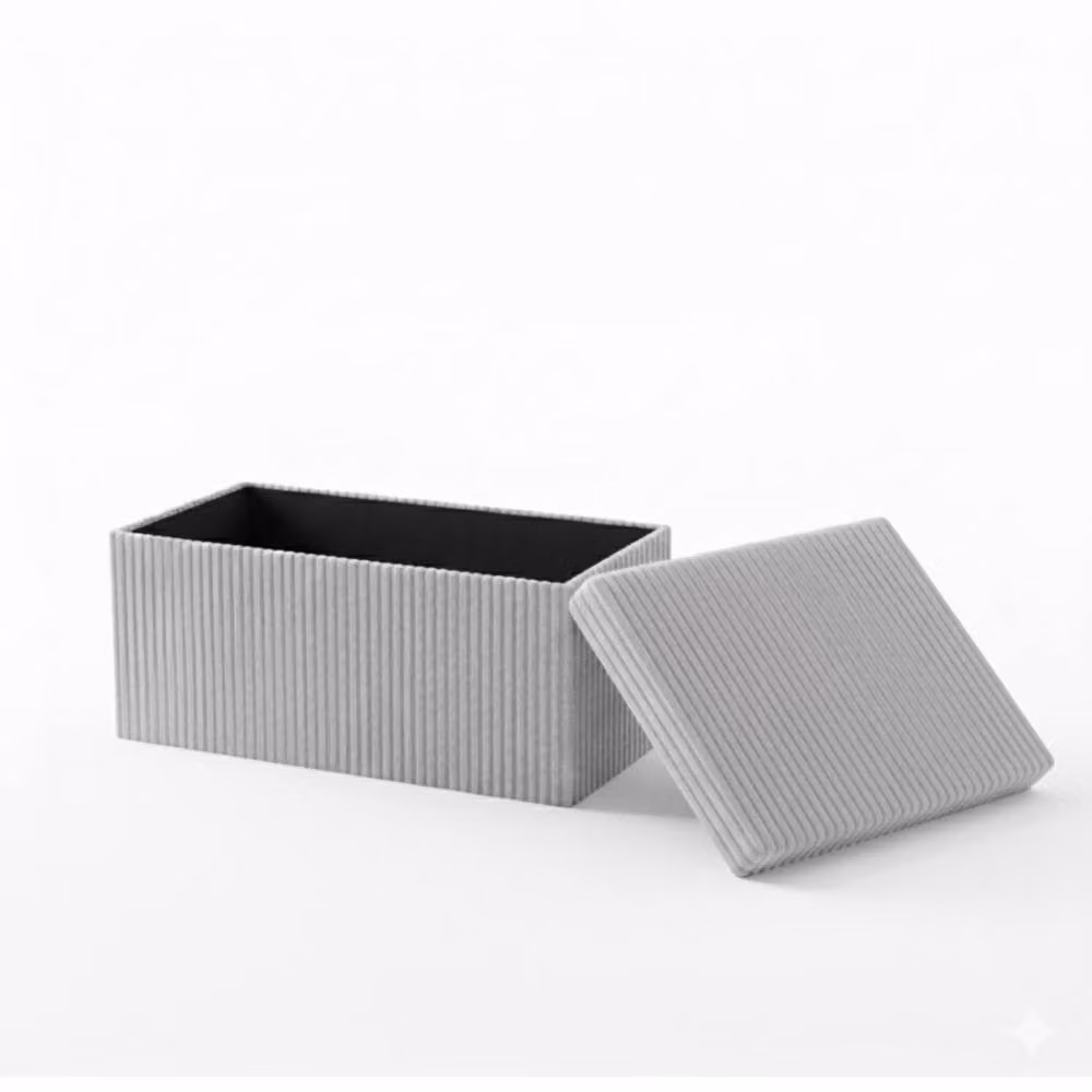 Snug City Silver and Grey Corduroy Rectangle Storage Box with Lid – 2