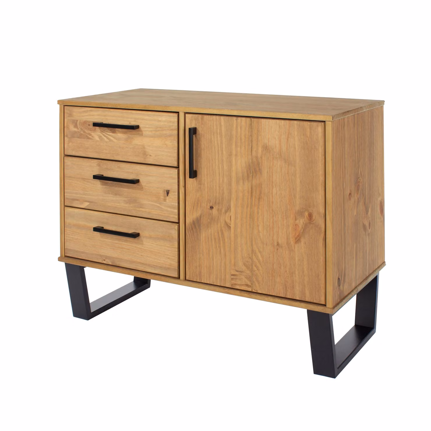 Core Products Texas Small Sideboard with 1 Door and 3 Drawers in Light Brown, H73.6 x W90 x D43 cm – 2